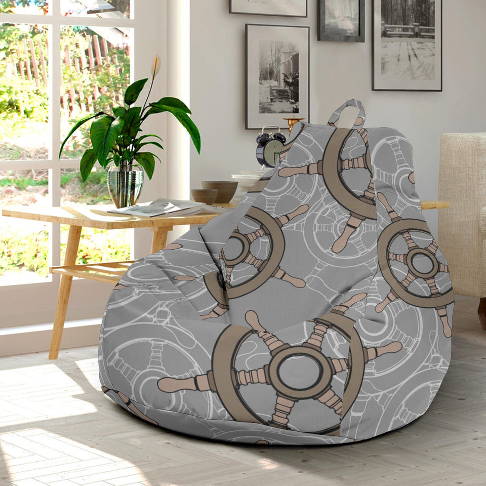 Nautical Wood Steering Wheel Pattern Bean Bag Cover