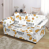 Cute Beagle Dog Pattern Background Loveseat Couch Slipcover