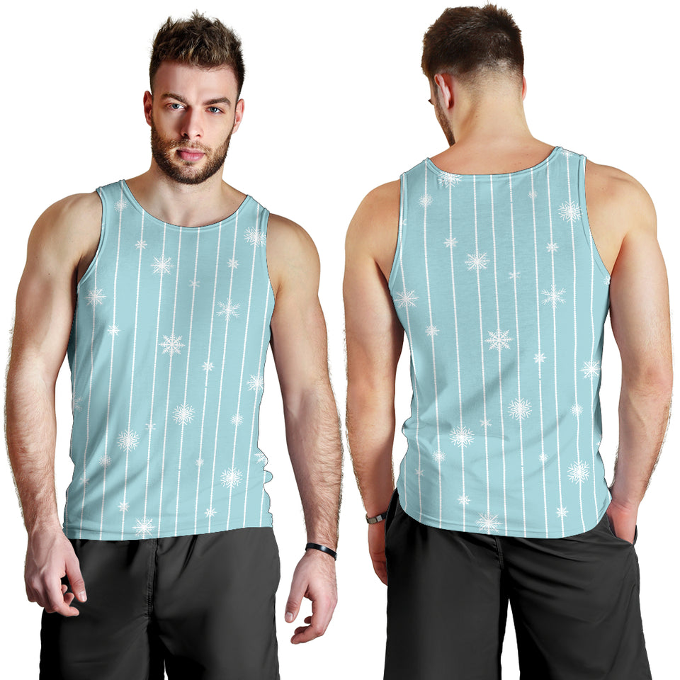 Snowflake pattern blue stripe background Men Tank Top