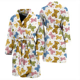 Teddy Bear Pattern Print Design 01 Men's Bathrobe