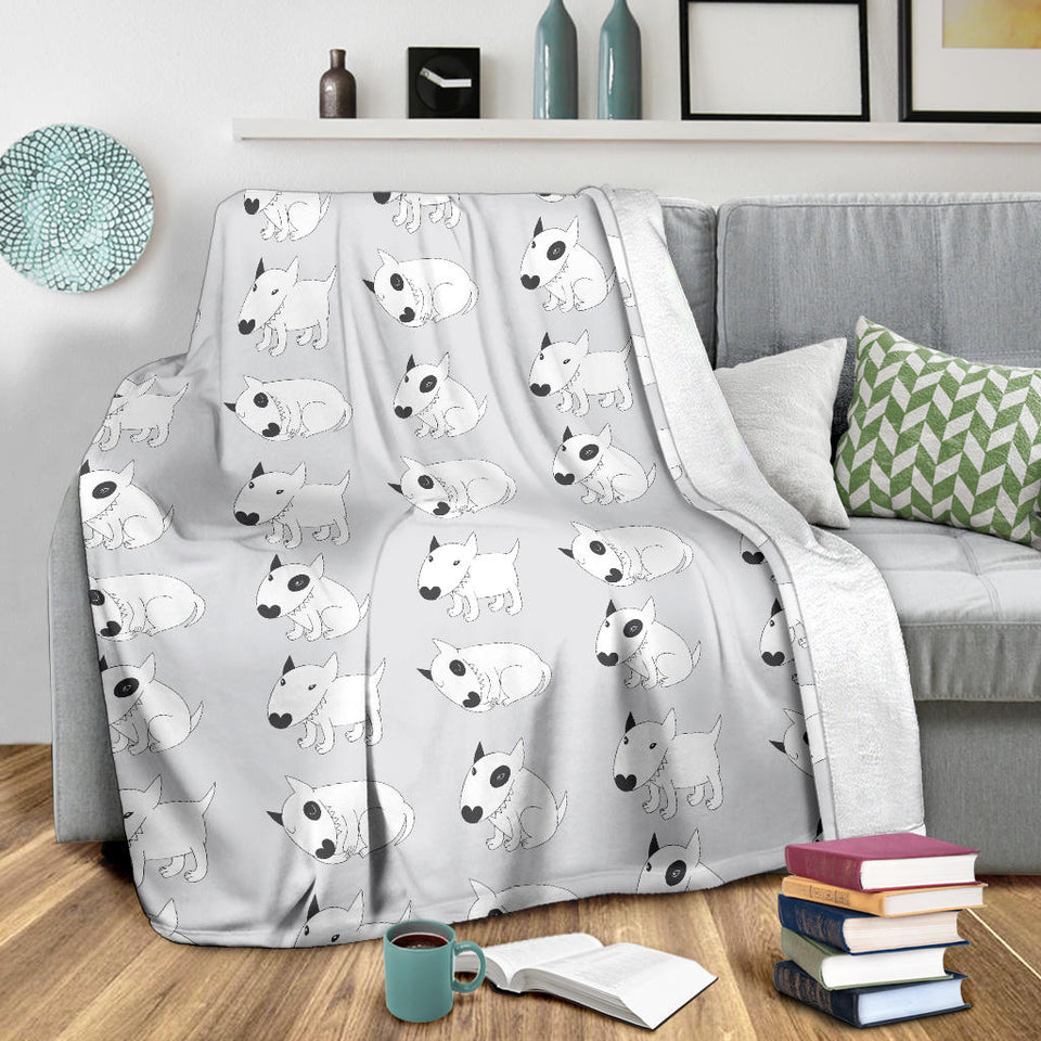 Bull Terrier Pattern Print Design 01 Premium Blanket