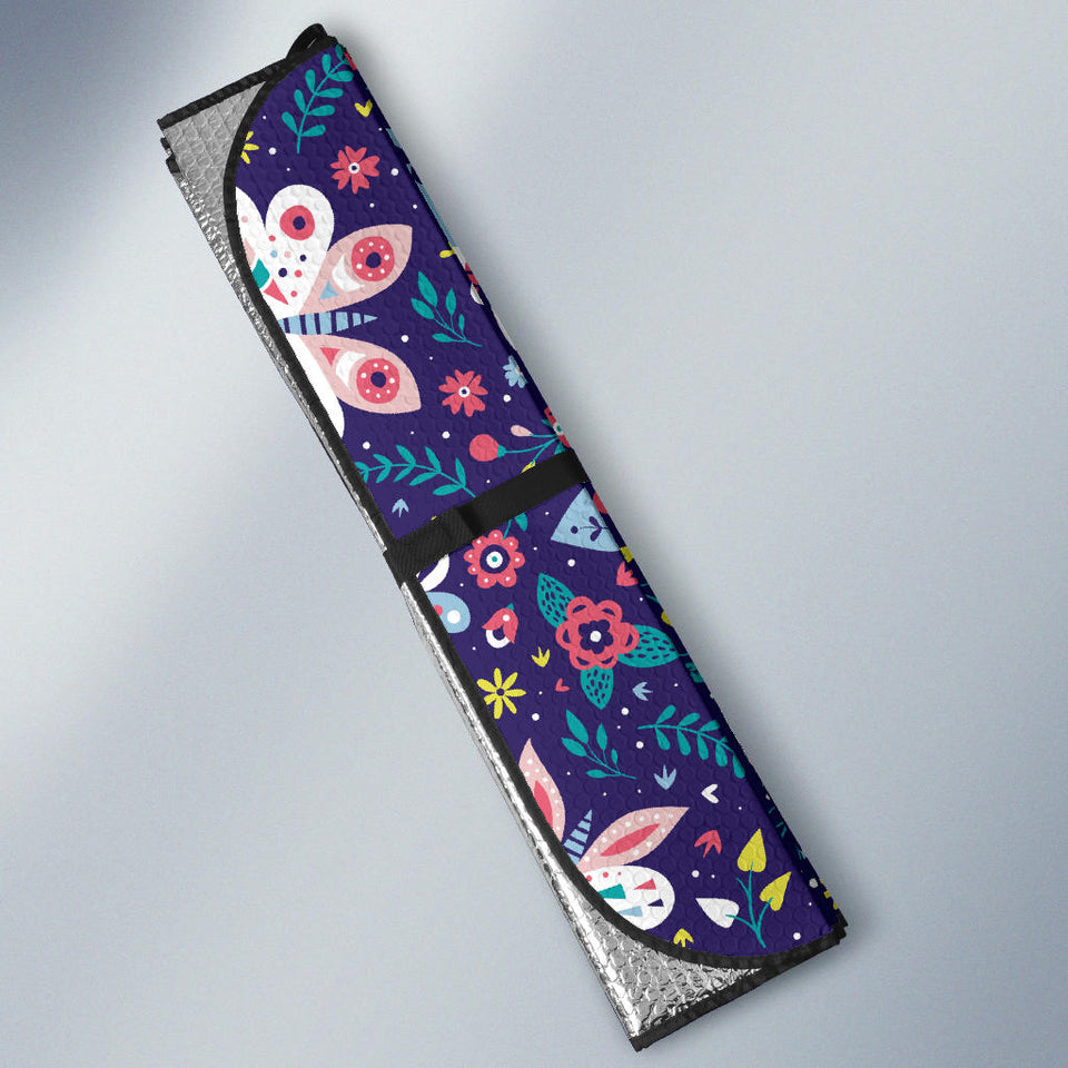Colorful Butterfly Flower Pattern.Eps Car Sun Shade