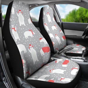 Cute Polar Bear Christmas Snow Pattern  Universal Fit Car Seat Covers