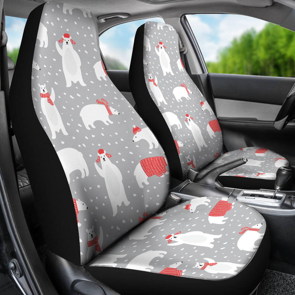 Cute Polar Bear Christmas Snow Pattern  Universal Fit Car Seat Covers