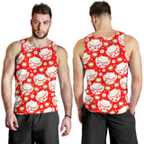 Cute Maneki Neko Lucky Cat red background Men Tank Top