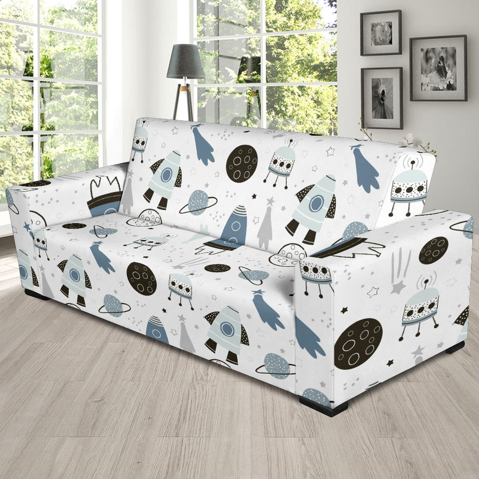 Hand Drawn Space Elements Space Rocket Star Planet Space Probe Sofa Slipcover