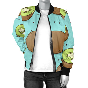 Kiwi Blue Background Women'S Bomber Jacket