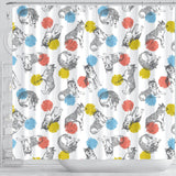 Siberian Husky And Colorful Circle Pattern Shower Curtain Fulfilled In US