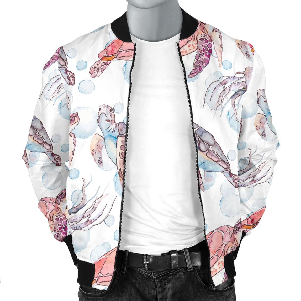 Watercolor Sea Turtle Jellyfish Pattern Men'S Bomber Jacket