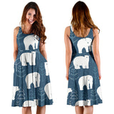 Polar Bear Mother Her Child Pattern Sleeveless Midi Dress
