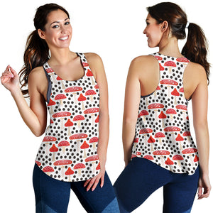 Red mushroom dot pattern Women Racerback Tank Top