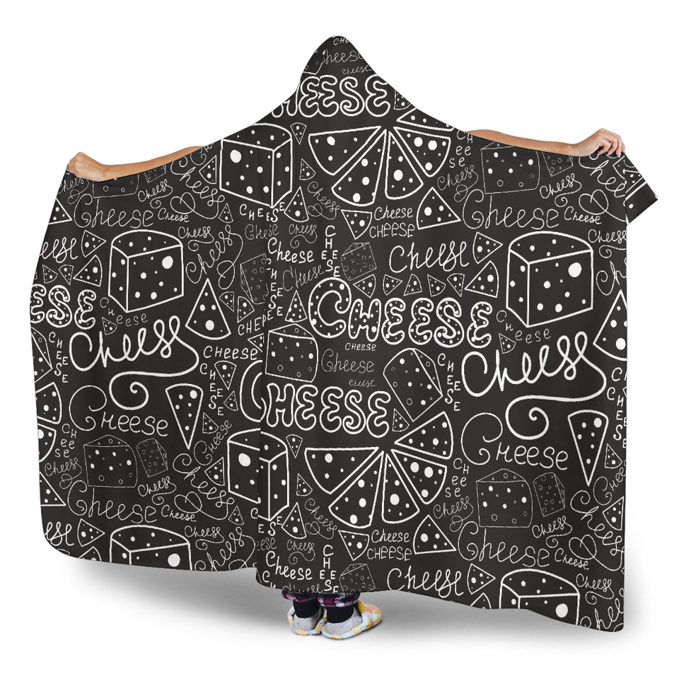 Handwritten Cheese Pattern Hooded Blanket
