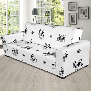Cute French Bulldog Paw Pattern Sofa Slipcover