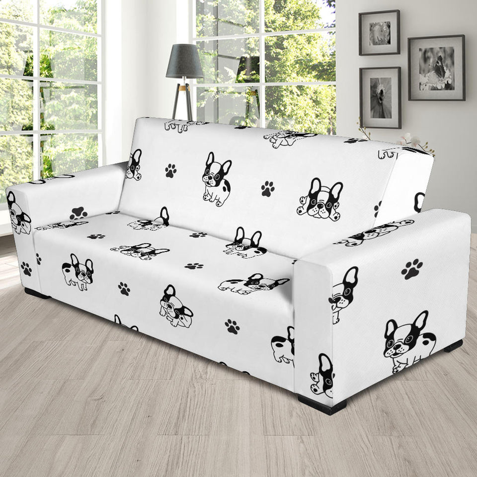 Cute French Bulldog Paw Pattern Sofa Slipcover