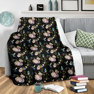Hummingbird Pattern Print Design 03 Premium Blanket