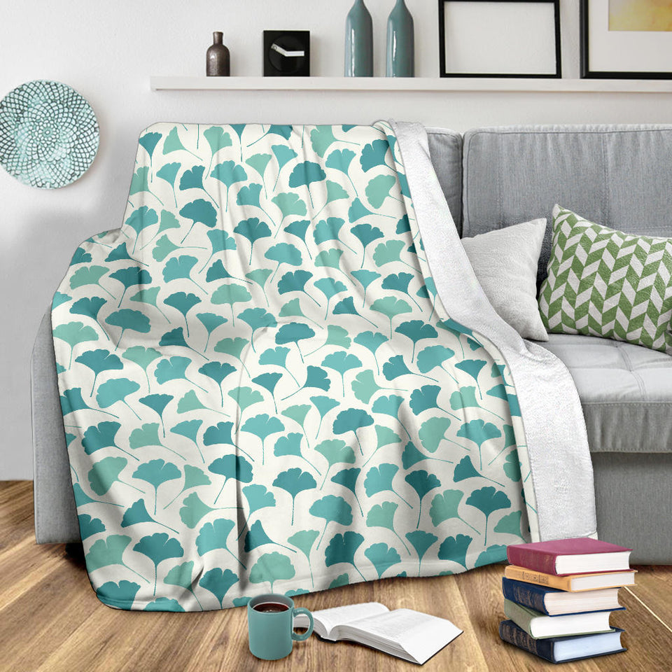 Green Ginkgo Leaves Pattern Premium Blanket