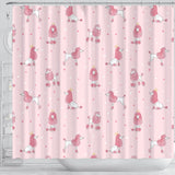 Poodle Dog Pink Color Theme Shower Curtain Fulfilled In US