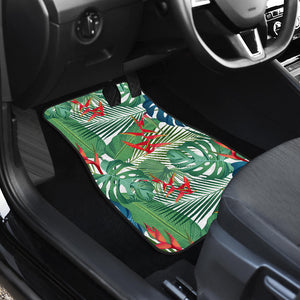 Heliconia Palm And Monstera  Leaves Pattern Front Car Mats
