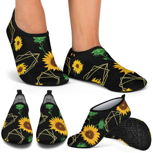 Sunflower Golden Polygonal Shapes Aqua Shoes