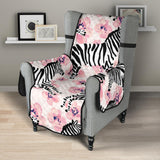 Zebra pink flower background Chair Cover Protector