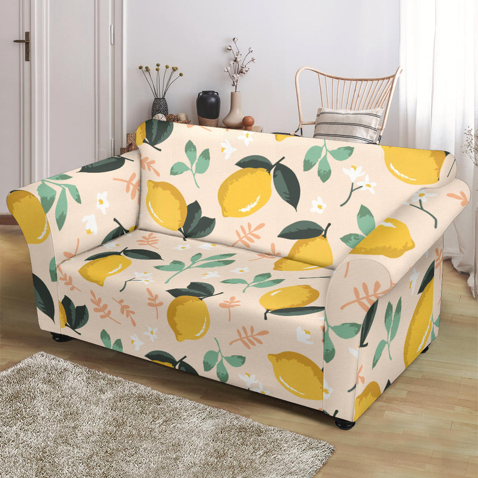 Lemon Flower Leave Pattern Loveseat Couch Slipcover