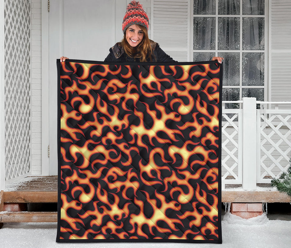 Fire Flame Dark Pattern Premium Quilt
