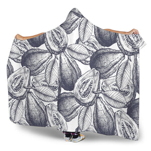 Guava Tropical Hand Drawn Pattern Hooded Blanket