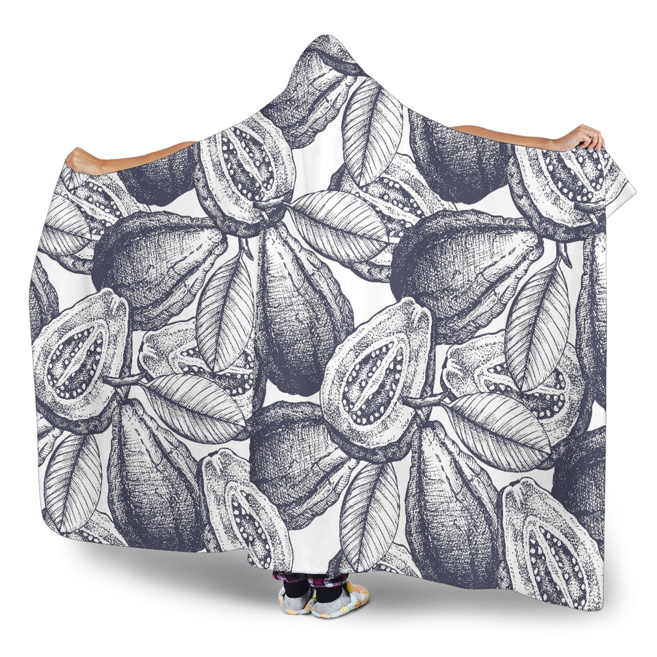 Guava Tropical Hand Drawn Pattern Hooded Blanket
