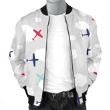Airplane Cloud Grey Background Men'S Bomber Jacket