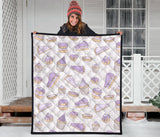 Cakes Pies Tarts Muffins And Eclairs Purple Blueberry Topping Pattern Premium Quilt