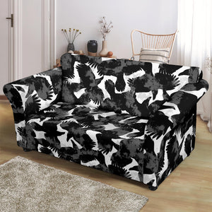 Crow Illustration Pattern Loveseat Couch Slipcover