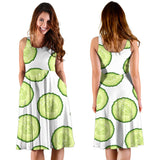 Cucumber Slices Pattern Sleeveless Midi Dress