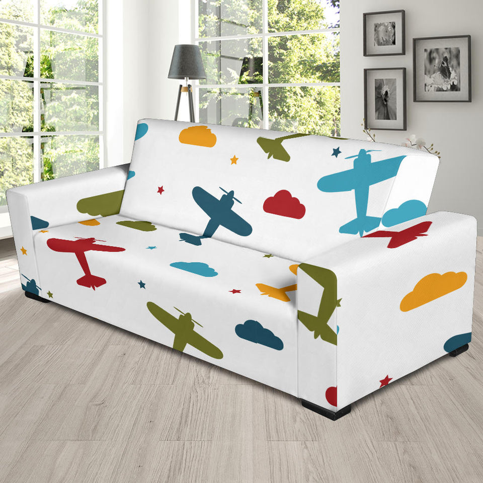Airplane Star Cloud Colorful Sofa Slipcover