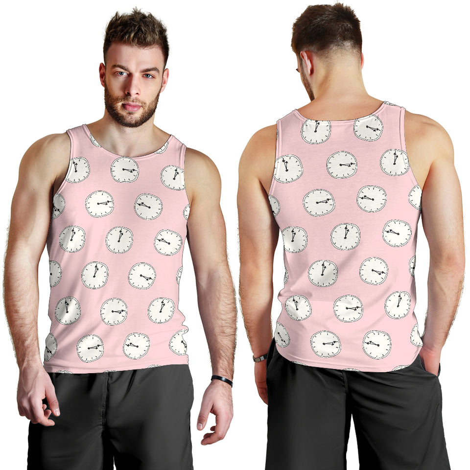 Clock pattern pink blackground Men Tank Top