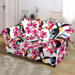 Toucan Flower Design Pattern Loveseat Couch Slipcover