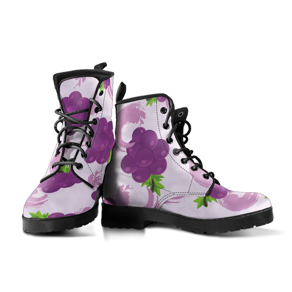 Cute Grape Pattern Leather Boots