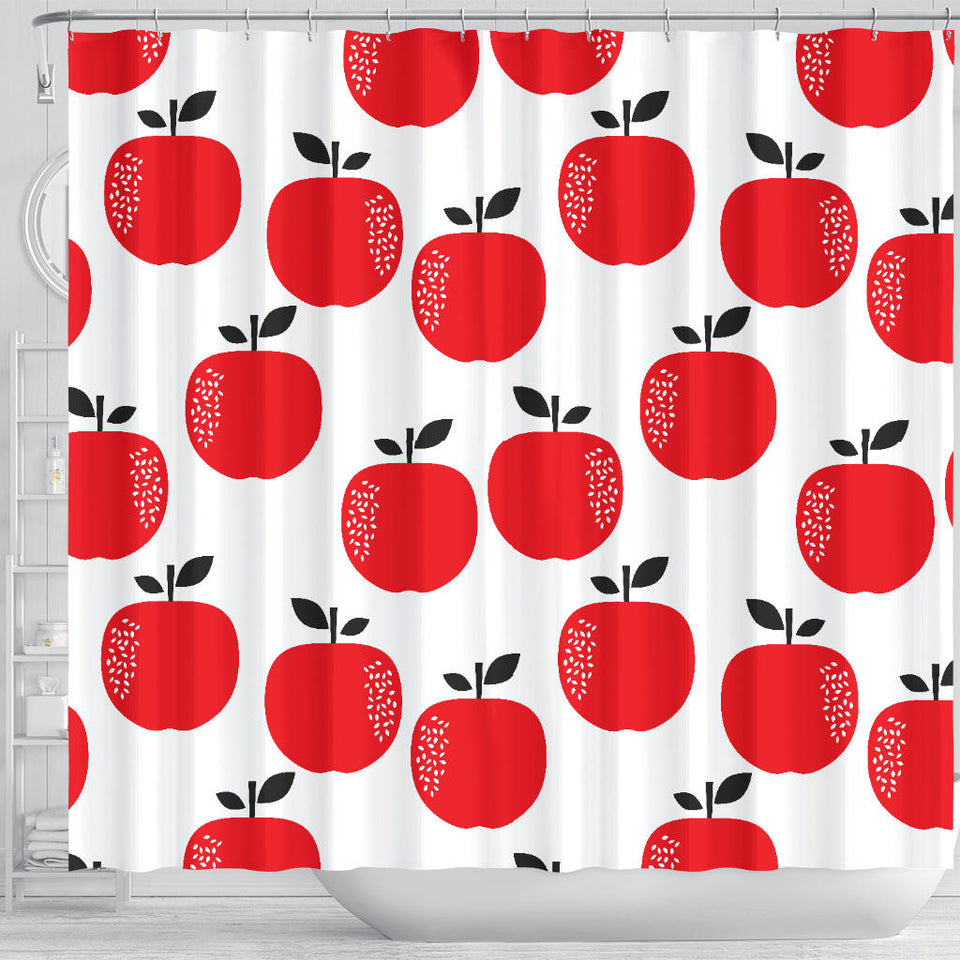 Red Apples White Background Shower Curtain Fulfilled In US