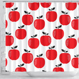Red Apples White Background Shower Curtain Fulfilled In US