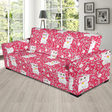 Maneki Neko Lucky Cat Sakura Pink Background Sofa Slipcover