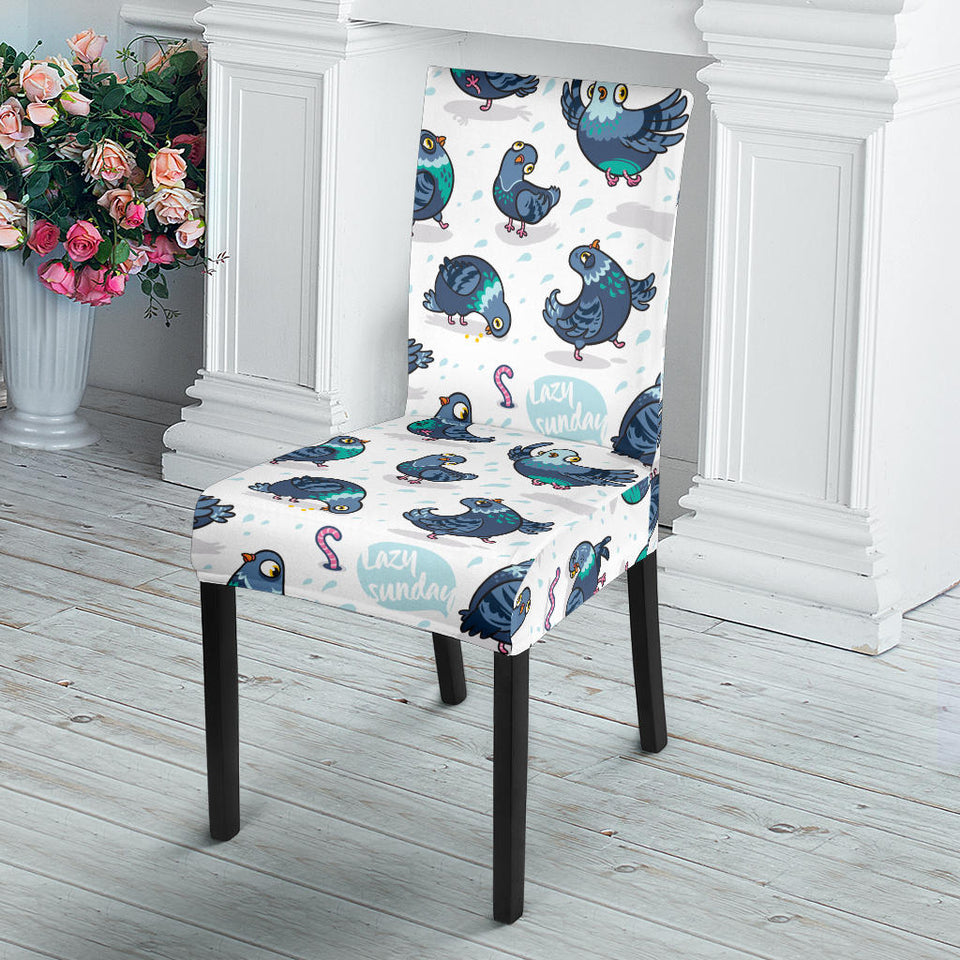 Pigeon Pattern Print Design 02 Dining Chair Slipcover