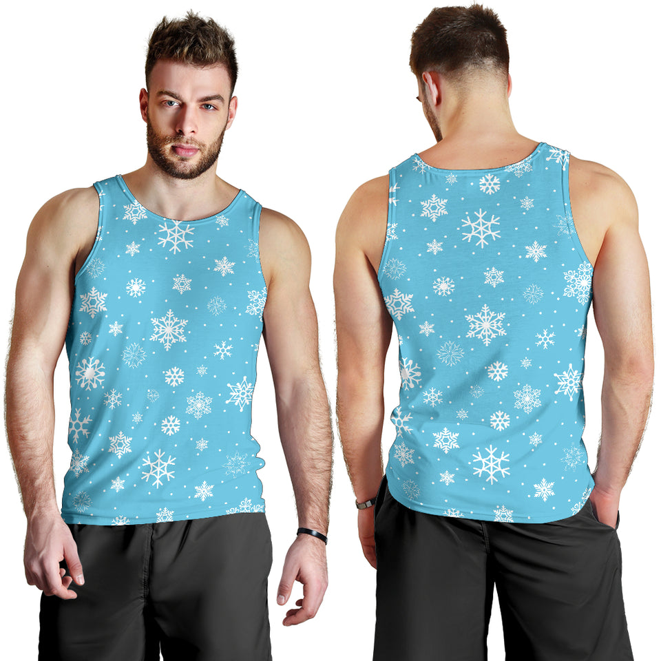 Snowflake pattern blue background Men Tank Top