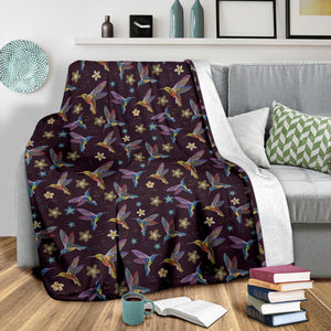 Hummingbird Pattern Print Design 04 Premium Blanket