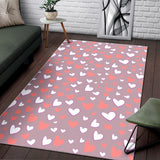 Coral White Heart Pattern Area Rug