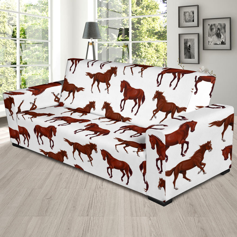 Horses Running Pattern Background Sofa Slipcover