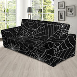 Spider Web Pattern Black Background White Cobweb Sofa Slipcover