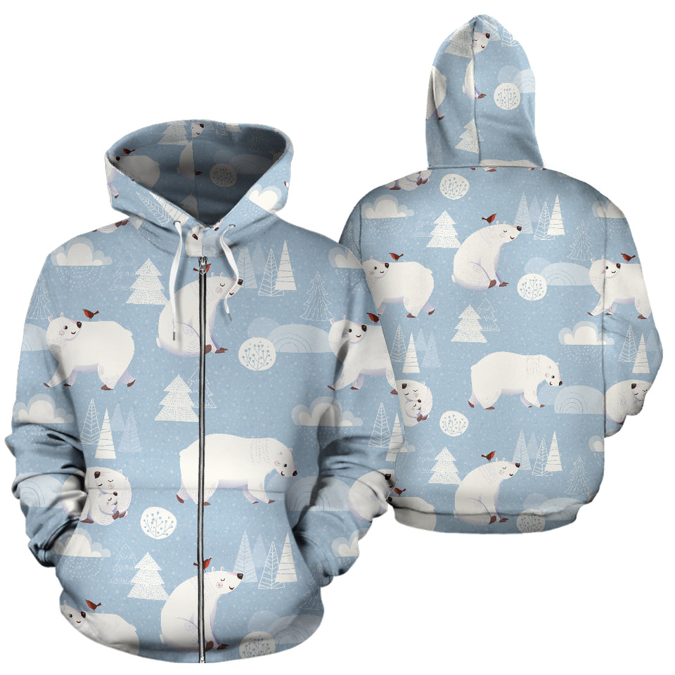 Cute Polar Bears Christmas Decoration Pattern Zip Up Hoodie