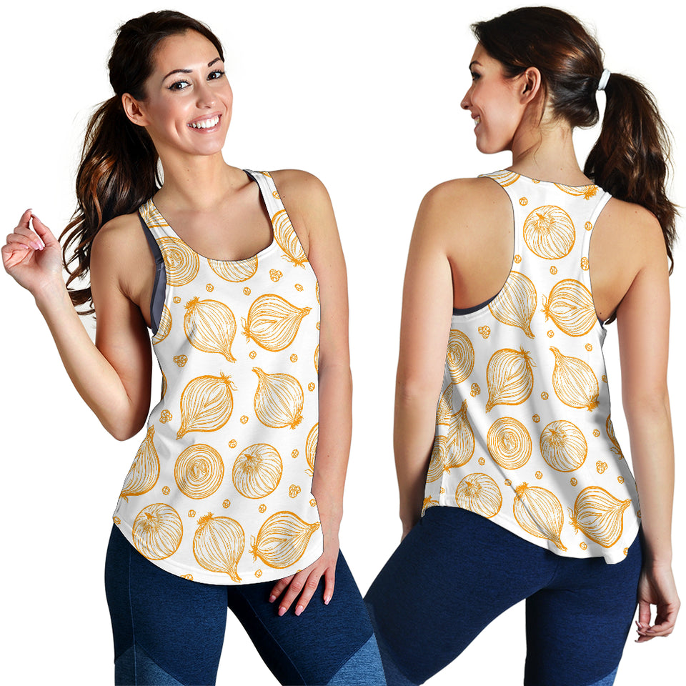 hand drawn onion pattern Women Racerback Tank Top
