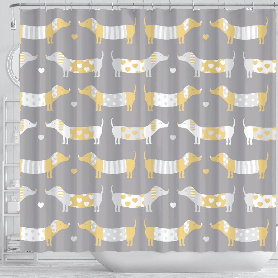Cute Dachshund Dog Pattern Shower Curtain Fulfilled In US
