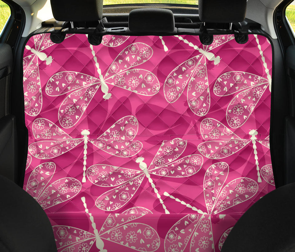Beautiful Dragonfly Pink Background Dog Car Seat Covers