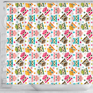 Color Cute Owl Pattern Shower Curtain Fulfilled In US